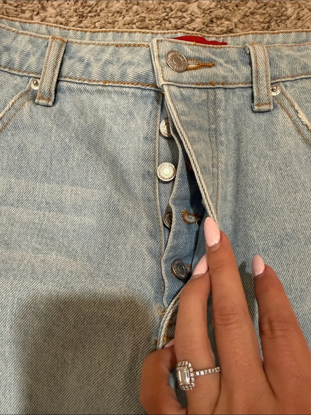 Light Blue Frayed Hem High-Waist Denim Shorts - NWT